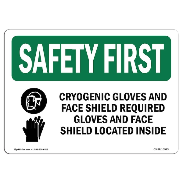 OSHA, Cryogenic Gloves & Face Shield, 10in X 7in Alum, 10" W, 7" H, Landscape, OS-SF-A-710-L-10573